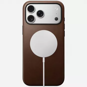 NOMAD Modern Leather Case iPhone 17 Pro Max, Horween Āda, Rustic Brown, MagSafe saderīgs