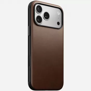 NOMAD Modern Leather Case iPhone 17 Pro Max, Horween Āda, Rustic Brown, MagSafe saderīgs