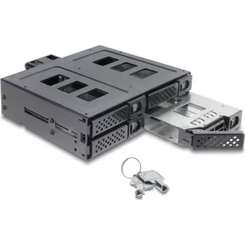 Delock 5,25 inch Montāžas rāmis 4 x 2,5 inch SATA vai SAS HDD / SSD ar slēdzeni