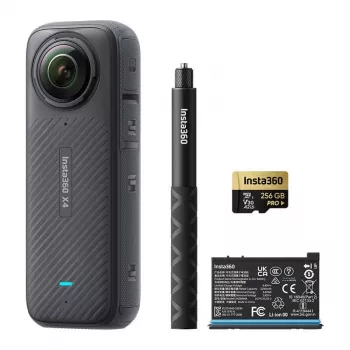 Insta360 X4 Adventure Bundle - 8K 360° kamera ar pašbildes stieni, papildu bateriju, 64GB karti