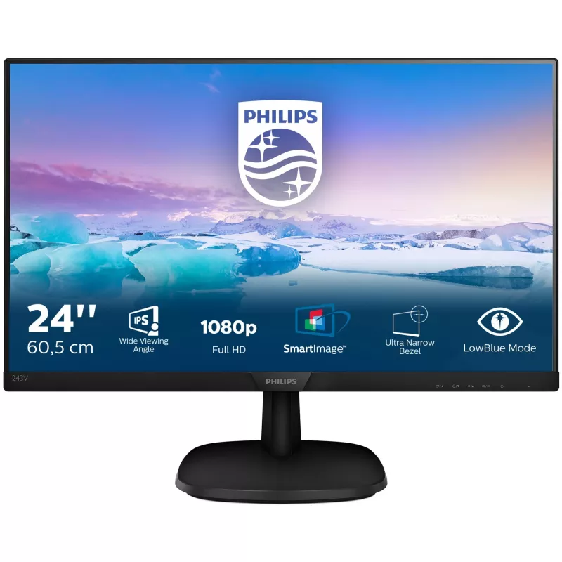 Philips V-Line 243V7QDSB 23.8 collu Full HD IPS LED monitors - FlickerFree, LowBlue Mode, 75Hz, VGA/DVI/HDMI