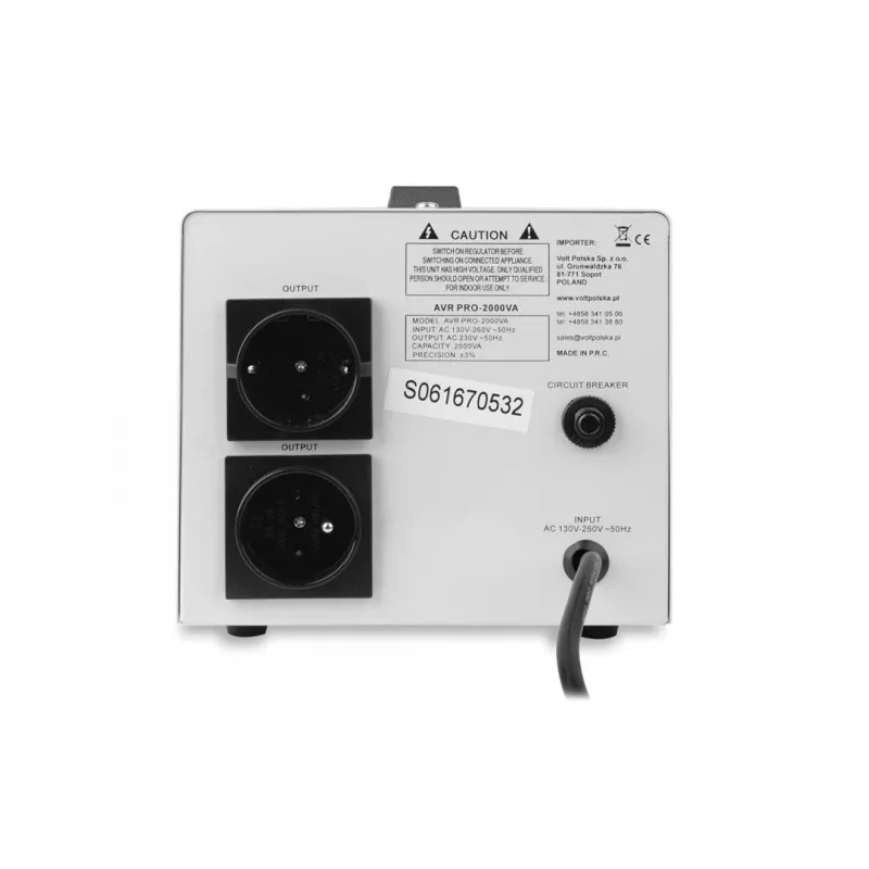 Sprieguma stabilizators Volt Polska AVR Pro 2000VA 3% Servo