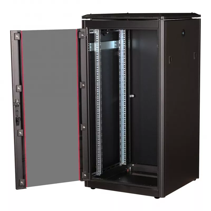 ROLINE 19-Inch Network Cabinet Pro 22U, 600x600 mm (WxD), Glass Door, Black