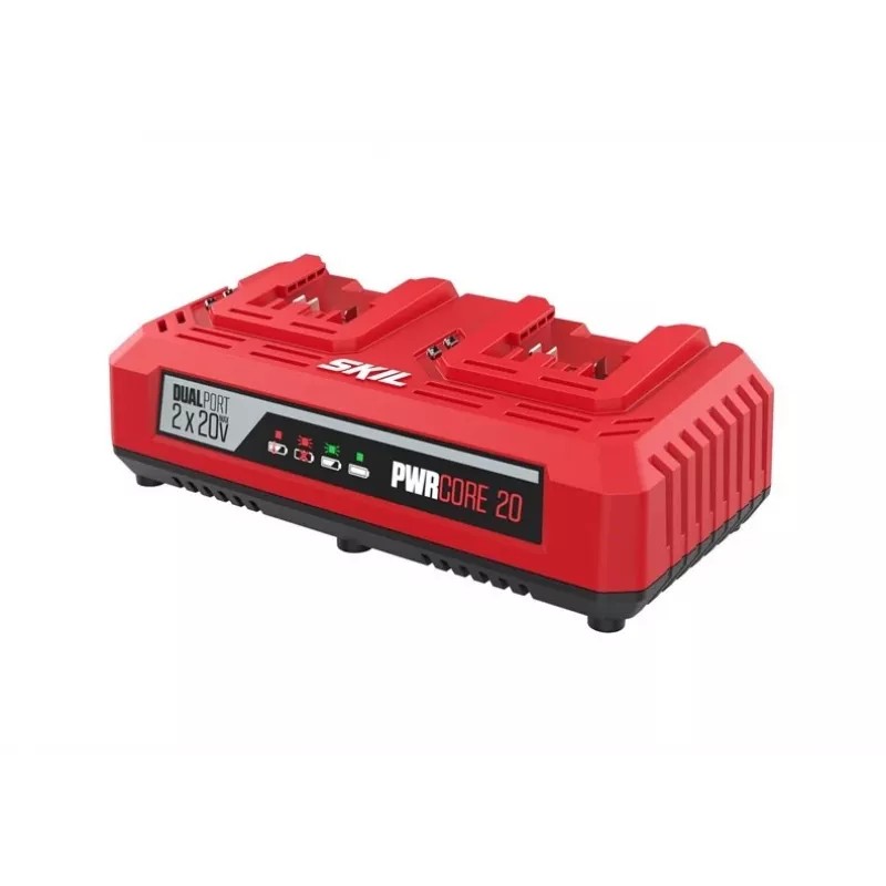 SKIL Dual Charger 2x20V Max (18V) - Divu portu akumulatoru lādētājs PWRCORE 20V litija jonu akumulatoriem