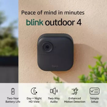 Amazon Blink Outdoor 4 bezvadu viedā drošības kamera (2 kameras + Sync Module Core) - 1080p HD, infrasarkanais nakts redzamības režīms, divvirzienu audio, laikapstākļiem izturīga, melna