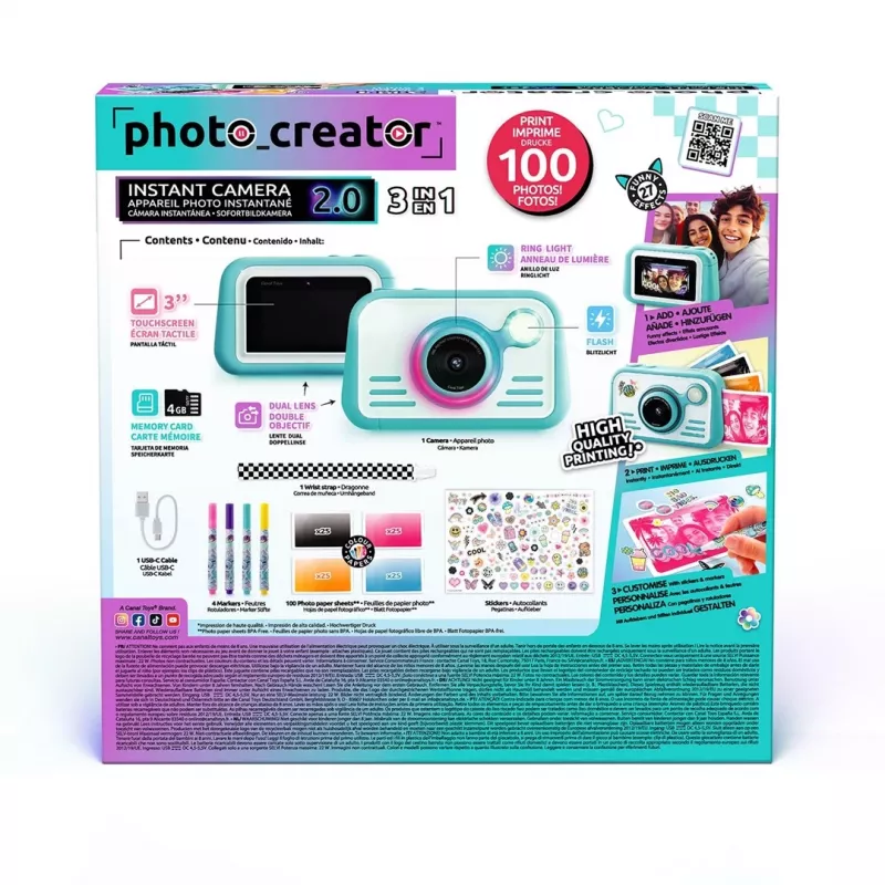 CANAL TOYS PHOTO CREATOR Instant Camera ar krāsainu fotopapīru