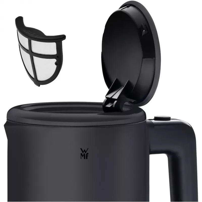 WMF KÜCHENminis elektriskā tējkanna 0.8 L, 1800 W, nerūsējošais tērauds, melna