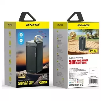 AWEI PA-13 Power Bank 50000mAh 22,5W Melns