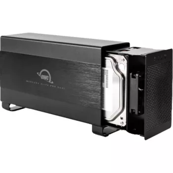 OWC Mercury Elite Pro Dual - ārējais RAID korpuss - 2 sloti - 2.5/3.5 collu - SATA I/II/III - USB 3.1 Gen 1 un eSATA - alumīnijs - melns
