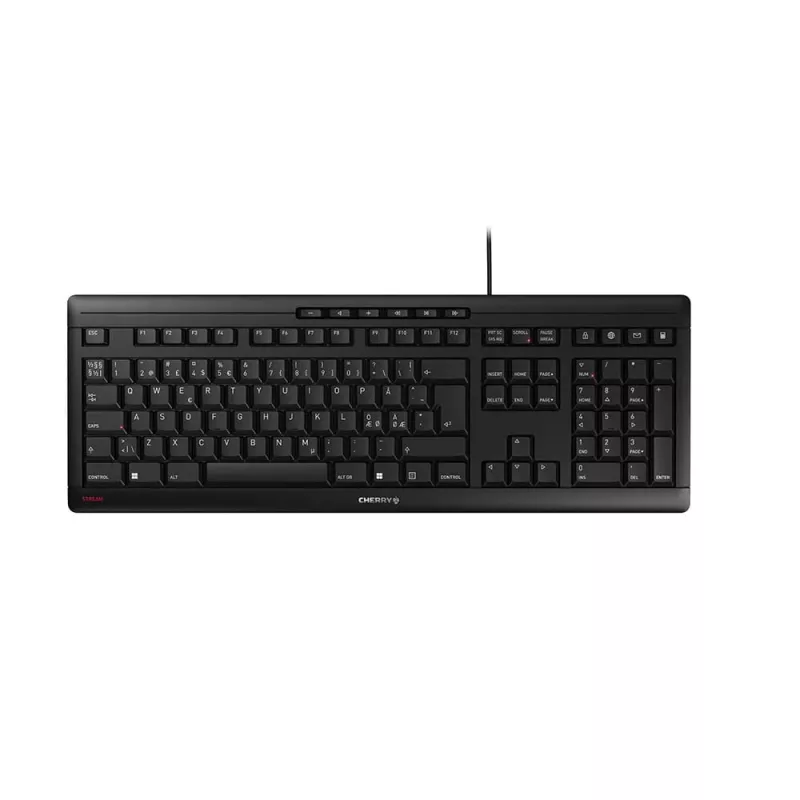 Cherry STREAM KEYBOARD - vadu USB tastatūra ar Pan-Nordic izkārtojumu, melna