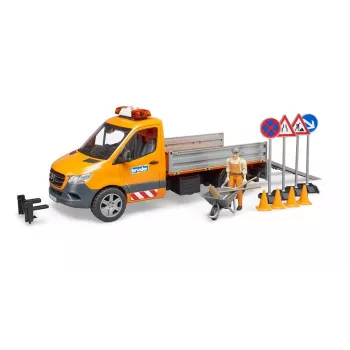 BRUDER MB Sprinter Municipal ar gaismas un skaņas moduli, oranžs, mērogs 1:16