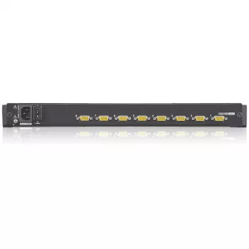 ATEN CL1308N LCD KVM konsole ar 8 portu KVM slēdzi - 19 inch LCD, PS/2 & USB, VGA, 1280x1024, melna, 1U montējama statīvā