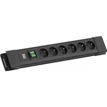 Bachmann CONNECTUS 6xUTE Power Strip with Switch 2,0m CEE7/7 Black (BM005935)