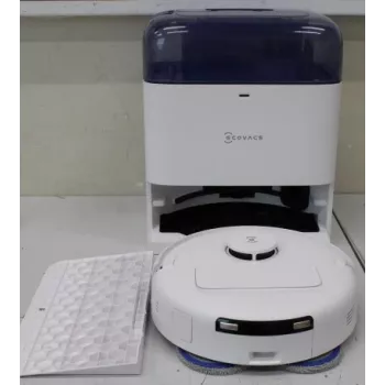 ECOVACS DEEBOT mini BLUESO Robotizētais putekļsūcējs ar pašiztukšošanās staciju, 8000 Pa sūkšana, Slapjā&Sausā tīrīšana, ZeroTangle tehnoloģija, Veikla navigācija, Balts/Zils