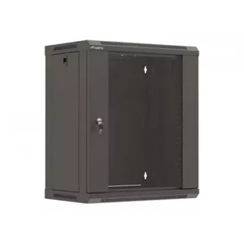 LANBERG WF03-5312-10B 19 inch Sienas Rack Skapis 12U 540x350 Plakanais Iepakojums ar Stikla Durvīm Melns