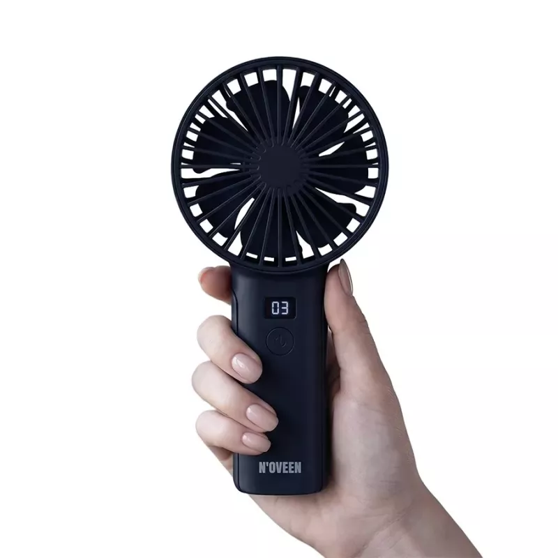N'OVEEN F120 Pārnēsājams Rokas un Galda Ventilators ar Uzlādējamu Bateriju, USB, 1200 mAh, 3 Ātrumi, Balts