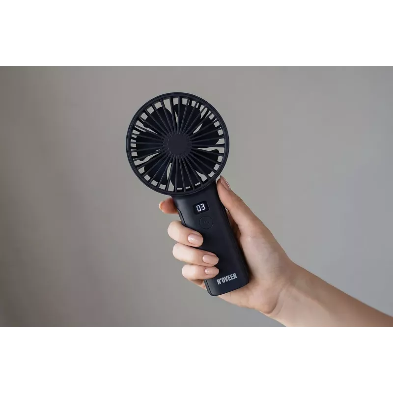 N'OVEEN F120 Pārnēsājams Rokas un Galda Ventilators ar Uzlādējamu Bateriju, USB, 1200 mAh, 3 Ātrumi, Balts