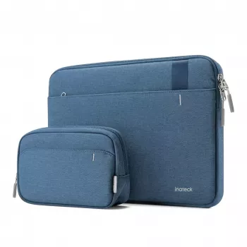 Inateck 13 inch Laptop Sleeve ar Aksesuāru Somiņu Zilā Krāsā