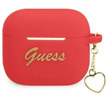 Guess GUA3LSCHSR AirPods 3 vāciņš sarkans silikons Charm Heart Collection