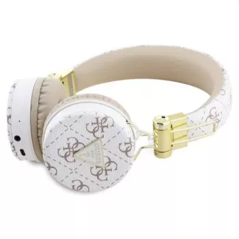 Guess 4G Triangle Round Shape - Bezvadu Bluetooth austiņas ar ENC (baltas)