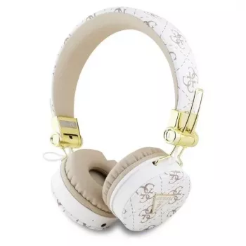 Guess 4G Triangle Round Shape - Bezvadu Bluetooth austiņas ar ENC (baltas)