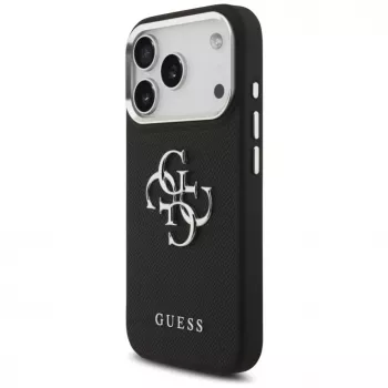 Guess Grained Big 4G Classic Logo Maciņš Apple iPhone 17 Pro, Melns