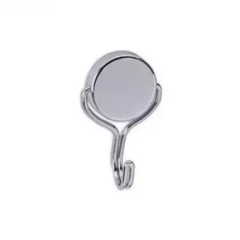 MAUL Neodymium Magnet Carousel Hook, Diameter: 38,5 mm, Nickel, Holding Force: 30 kg, Round, Widely Curved Hook - 1 Piece (6155696)