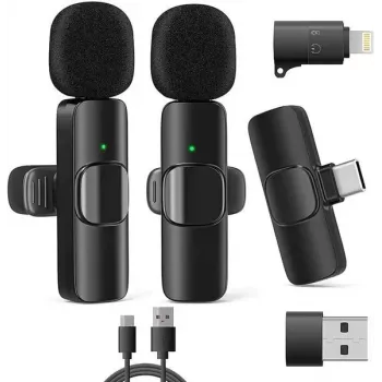 RealPower HS-1 Bezvadu Mikrofonu Sistēma - 2 Dinamiskie Rokas Mikrofoni un 1 UHF uztvērējs (863-865 MHz) - 30m Darbības Rādiuss - USB-C uzlādējams Uztvērējs - 495513