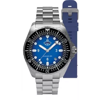 Ruhla 1929 NVA Kommando 4960M-3 SET Automātiskais Pulkstenis 40mm Melns Ciparnīca Ādas un NATO Siksna