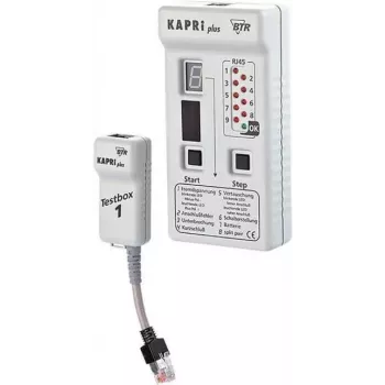 METZ CONNECT KAPRI Plus kabeļu un savienojumu testeris ar Testbox 1 - tīkla un ISDN kabeļu testeris (130670-E)
