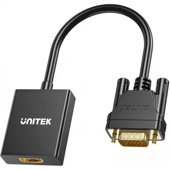 UNITEK VGA to HDMI Adapter Full HD 1080p Black 15cm