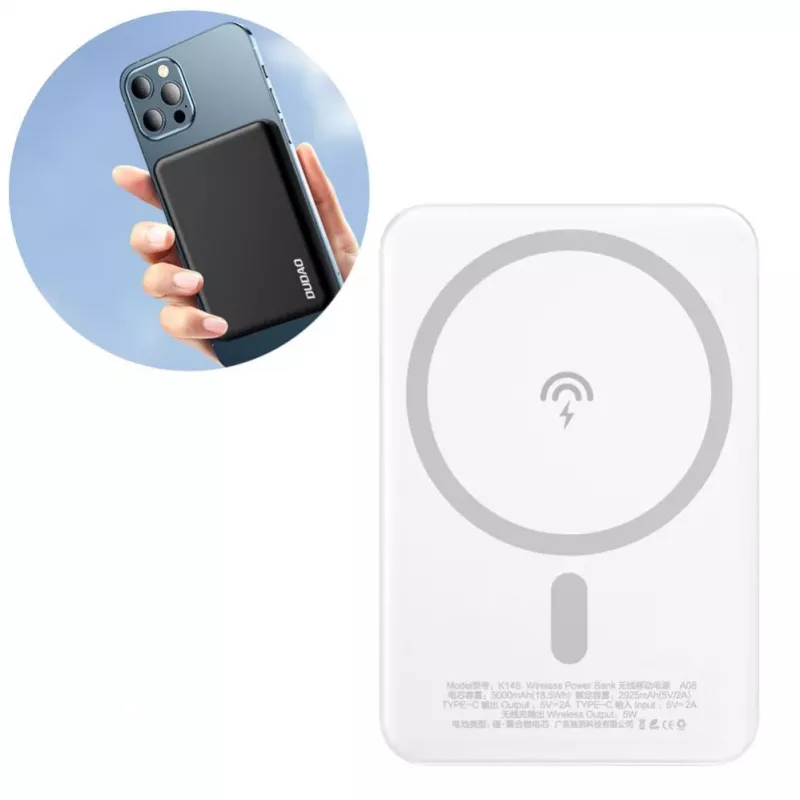 Dudao K14S Bezvadu Power Bank 5000mAh 10W Melns