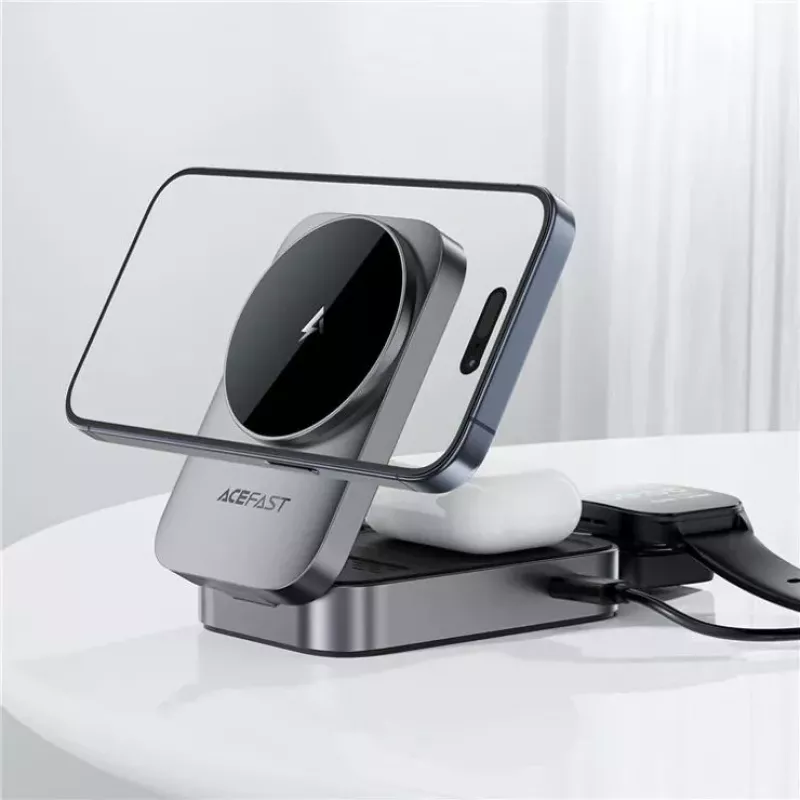 ACEFAST E22 3-in-1 Wireless Charging Station MagSafe Compatible - Grey