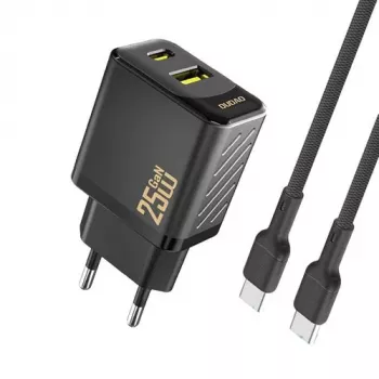 Dudao A26TCEU PD QC 25W GaN USB-A USB-C Wall Charger with USB-C Cable Black