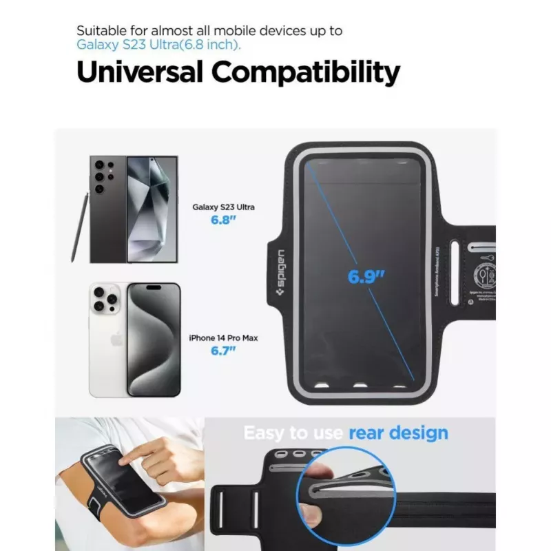 Spigen A703 Dynamic Shield Armband 6,9 inch - Black