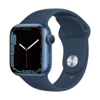 Apple Watch Series 7 GPS, 41mm Blue Aluminium Case with Sport Band - Regular Abyss Blue