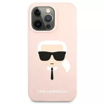 Karl Lagerfeld Apple iPhone 13 Pro Liquid Silicone Karl Head Case Pink