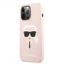 Karl Lagerfeld Apple iPhone 13 Pro Liquid Silicone Karl Head Case Pink