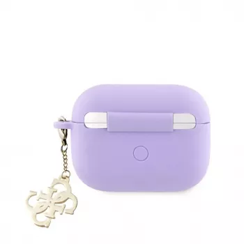 Guess Apple AirPods Pro Silikona Maciņš Classic Logo Gold ar 4G Charm Purple