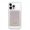 Guess Power Bank 5000mAh 15W MagSafe un Parastā Uzlāde ar Metāla Script Logotipu Zelts