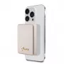Guess Power Bank 5000mAh 15W MagSafe un Parastā Uzlāde ar Metāla Script Logotipu Zelts