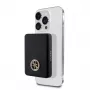 Guess Power Bank 5000mAh 15W MagSafe un Parastā Uzlāde ar Strassed 4G Logo Melns