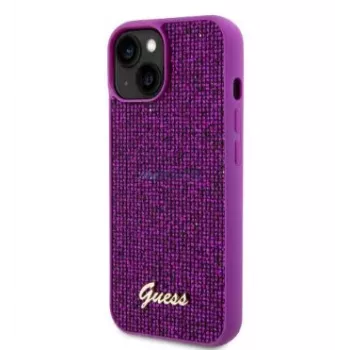 Guess Apple iPhone 15 Sequin Script Logo Maciņš Fuksīns