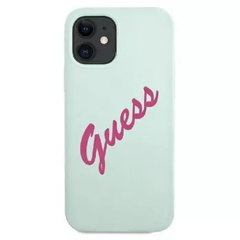 Guess Apple iPhone 12 Mini 5.4'' Vintage Fuschia Script Cover Blue