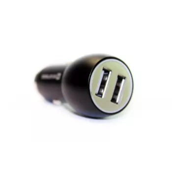 Evelatus EC7DC01 Auto Lādētājs 3.1A 2 USB Porti ar Nerūsējošā Tērauda Avārijas Instrumentu Melns