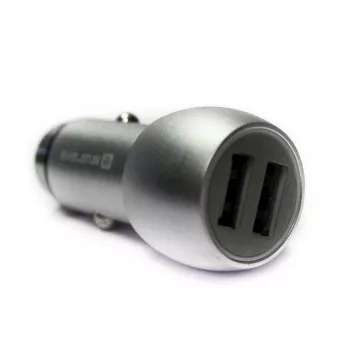 Evelatus Universālais Auto Lādētājs ECC01 2USB Porti 3.1A ar Nerūsējošā Tērauda Avārijas Instrumentu Sudrabs