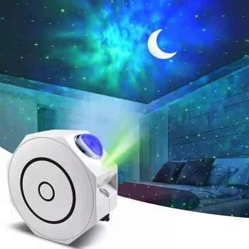 Elight OC1 Octagon Laser Galaxy Star Projector with Sound / Bluetooth App Control & Remote White
