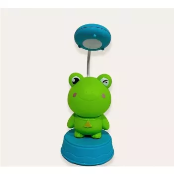 Kiddyz NL1 Space Froggy Kids Night Light Desk Lamp (20x10cm) ar USB barošanu un zīmuļu asināmo – Zaļš