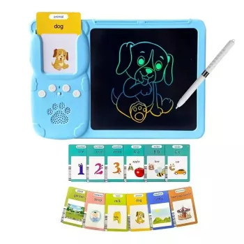 Kiddyz Learning Pad ar 112 runājošām kartītēm un 8.5 collu LCD rakstīšanas planšeti, USB uzlādējama izglītojoša rotaļlieta bērniem no 3 līdz 8 gadiem