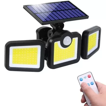 Elight Solar Sensor Wall Light 3in1 LS6 ar kustību sensoru, tālvadības pulti un vadu saules paneli, melns
